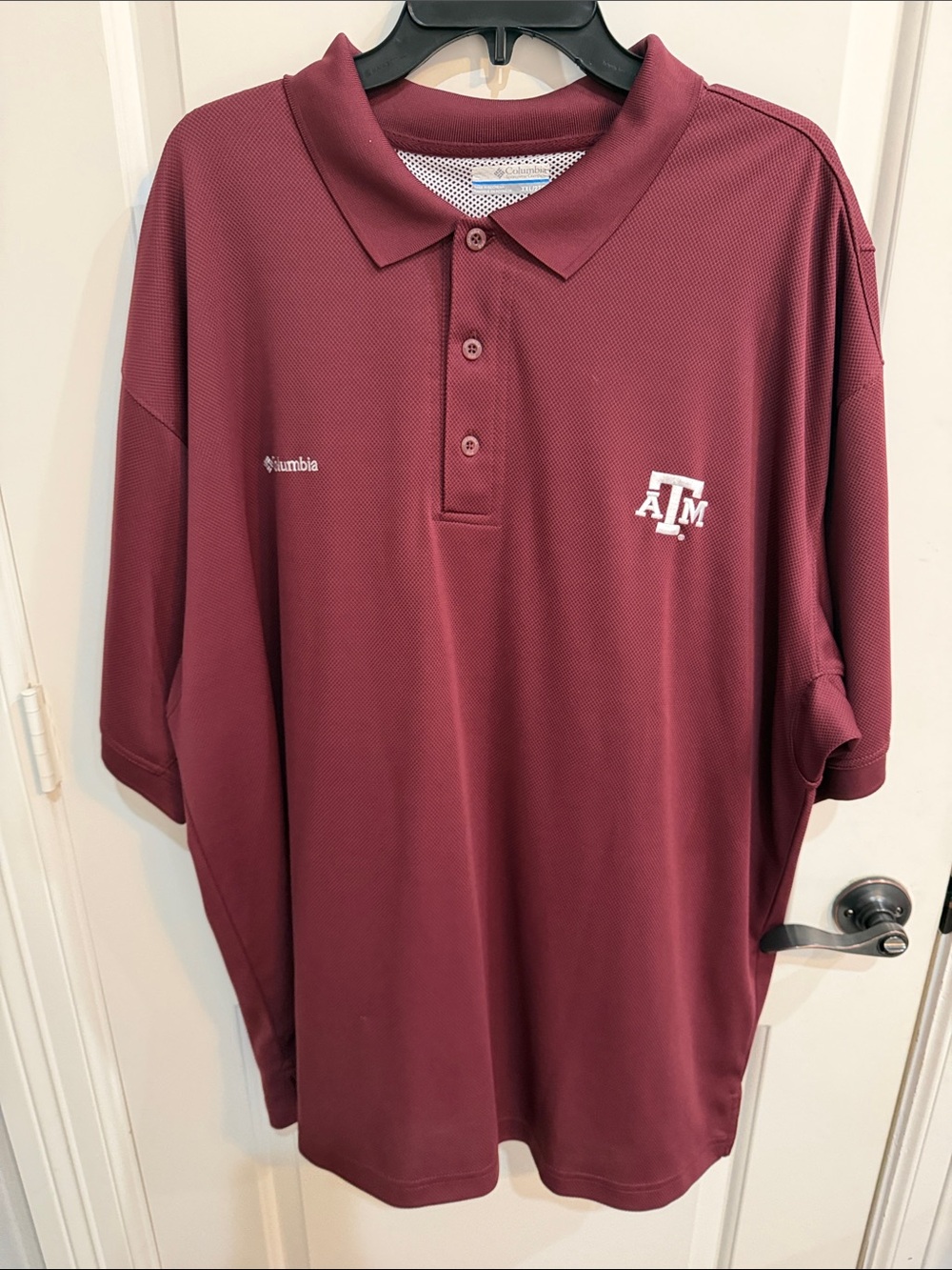Columbia Men’s Maroon Short-Sleeve Polo with A&M Logo